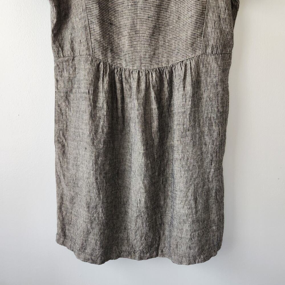 Garnet Hill Linen Dress Women's M Black White Stripe Beach Summer Vacation Boho - Picture 3 of 16